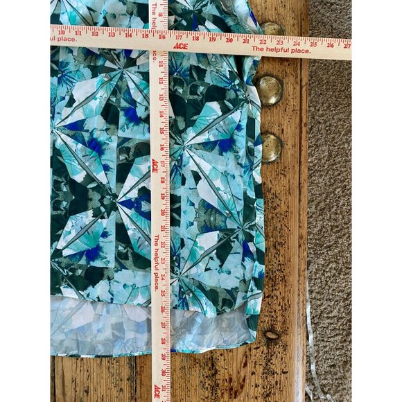 Mossimo Womens Green & Blue Abstract Top XL Round Neck Polyester Short Sleeve - Picture 6 of 6